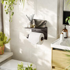 Toilet Paper Holder With Phone Shelf  Adhesive Or Screw Wall Mount Toilet Tissue