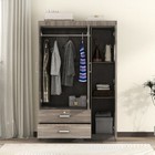 3-door Wardrobe With 2 Drawers  Wood Grain Effect In Gray