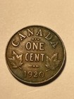 1920 Canada 1 One Cent Coin - George V - Small Canadian Bronze 1 One Penny