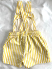 Vintage 1980   s Oshkosh Girls Striped Yellow  white  Short Overalls 3 Toddler