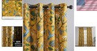 Mustard Yellow Blackout Curtains 84 Inch Grommet Floral Hummingbird Drapes Pair