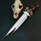 15 7  Dagger Knife Double Edge Fixed Blade Full Tang Hunting Handmade   Sheath