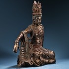Antique Chinese Bronze Seated Guanyin Bodhisattva Statue