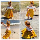 Toddler Kids Baby Girl Outfits Set Off Shoulder Tops  Skirt Summer 3pcs Clothes