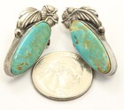 Vintage Navajo Sterling Silver Spiderweb Turquoise Floral Post Earrings
