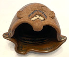 Vintage Ugly Face Pottery Man With Big Nose Brown blue Cigar trinket sponge Dish