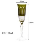 Bohemian Style Champagne Flute Glass Hand Cut To Clear Crystal Glass 5oz Green