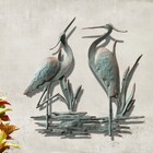 Double Heron Wall Art Hanging Coastal Nautical Metal Bird Crane   Spi Home 53026
