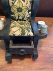 Vintage Wooden Rocking Chair Pin Cushion Sewing Thread Spool Holder 