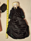 1800   s Antique German  Porcelain  14  Doll  Leather Kid Body  Original Clothes