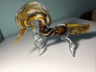 Hand Blown Vintage Murano Style Glass Unicorn Brown  tan Large 8    X 5 5   