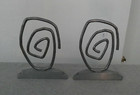 Set Of Two Vintage Art Inspired Whimsical Shaped Spiral Swirl Pewter Bookends