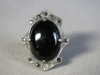 Vintage Sterling Silver Onyx   Marcasite Ring 5 2g Size 4  j4328