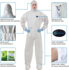 V Protective Overalls Disposable Coveralls  Front Zipper Elastic Waistband   Cuf
