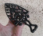 Vintage Wilton Cast Iron Footed Handle Flowers Trivet Sad Iron Shape 8 1 2  Long