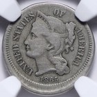 1865 Three 3 Cent Nickel Piece Mint Error Broadstruck Ngc Vg8 Txnxq