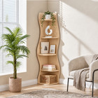 5-tier Corner Shelf Modern Wavy Corner Bookshelf Tall Corner Storage Rack Stand