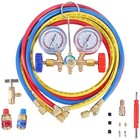 3-way Ac Manifold Gauge Set For Hvac Refrigerant Charging R134a R404a With 5ft H