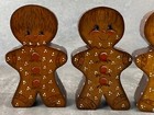 Vintage 80s Wooden Candle Holder Christmas 6 Gingerbread Men Signed Hand Painted