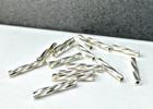 15 - Sterling Silver Twisted Straight Swirl Tube Beads  Bright Spacers 2 X 12mm
