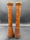 Vtg Large Textile Mill Spools Bobbin Beehive Rustic Decor Wooden Brass 12 