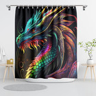 Dragon Bathroom Curtain  72 72 Inch  Waterproof  Blackout  Polyester  Grommet To