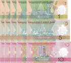 Turkmenistan Set 3 X Lot 5   15 Unc 1 5 10 Manat 2025   2026 Polymer P New