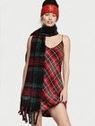 Victoria s Secret Logo Holiday Plaid Scarf   Beanie Set 2-pc  Multicolor Vs-47