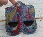 Vtg Antique Primitive Painted Tin Wall Mount Double Match Holder Striker Safe