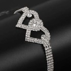 Anklet For Women Crystal Foot Ankle Jewelry Double Heart Shape Pendant Bracelet