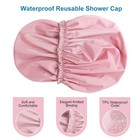 Shower Cap For Women  Large Waterproof Shower Bonnet   Double Layer  Reusable Ha