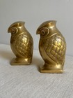 Vintage Cast Brass Art Deco Owl Figurine Sculpture Bookends
