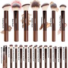 57pcs Brown Makeup Brushes Set Professional With Case Premium Synthetic For F   