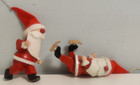 2 Vintage Christmas Wooden Santa Ornaments 1 Fallen  Skater And 1  Running 4 In