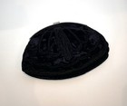 Vintage Black Velvet Beaded Frame Evening Bag Metal Rhinestone Clasp Formal
