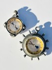 2 Antique Silver Compass Pendants