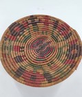 Vintage Colorful African Hand Woven Coil Basket Plate Folk Art Design 10  Flower