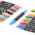 24 Colors Dual Tip Acrylic Paint Marker Pens Set Multifunctional Acrylic Tips