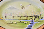 Vintage Japanese Kuzan Satsuma Hand Painted Deep Serving Plate 13x 8 5 X 1 5 In 