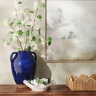 Large Tuscan Ceramic Handled Vase Blue - Threshold