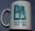Microsoft Windows 12 Oz White Ceramic Coffee Or Tea Mug W  Aqua Logo   Letters
