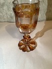 1800   s Antique Bohemian Yellow   Clear Czech Glass Clear 6    Etched  Lendl Estate