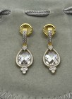 Freida Rothman Gold Teardrop Cz Sterling Silver Dangle Pierced Earrings New