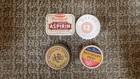 Antique Lot Of 4 beecham   s Pills  Thor Fasteners  Aspirin Tin And Dylon Dye