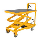 500lbs Double Scissor Hydraulic Lift Table Cart 48  Lifting Height With 4 Wheels