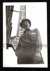 Looking Up   Handsome Man Hat Smoking Pipe Store Sign Old vintage Photo- Aa11