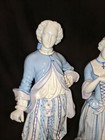 Large Antique 19c Pair Porcelain Hand Painted 14  French Couple Statues Dresden