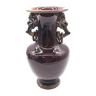 Chinese Flambe Porcelain Sang De Boeuf Oxblood Vase Pair Dragon Handles Pair 9 