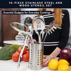 10 Piece Stainless Steel Kitchen Utensil Set - Wooden Handle Non-stick