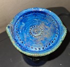 Rosenthal Netter Bitossi Rimini Bluegreen  Pottery Owl Candle Holder Aldo Londi 